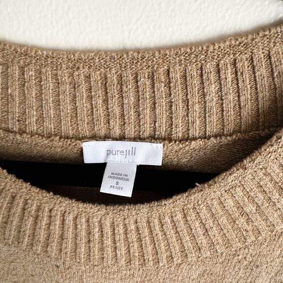 J. Jill PureJill Brown Long Sleeve Ribbed Trim Knit Sweater Small Petite Norm - Picture 3 of 7